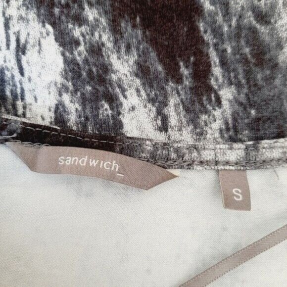 SANDWICH \ Relaxed Fit Mini Dress Watercolor Splatter Grey Sz S - Picture 8 of 9